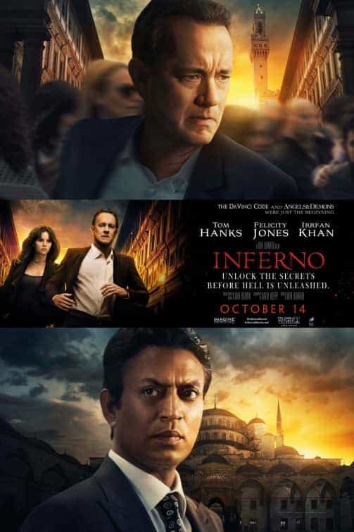 Trailer for Inferno starring Tom Hanks who plays Robert Langdon once more - film released 14th October